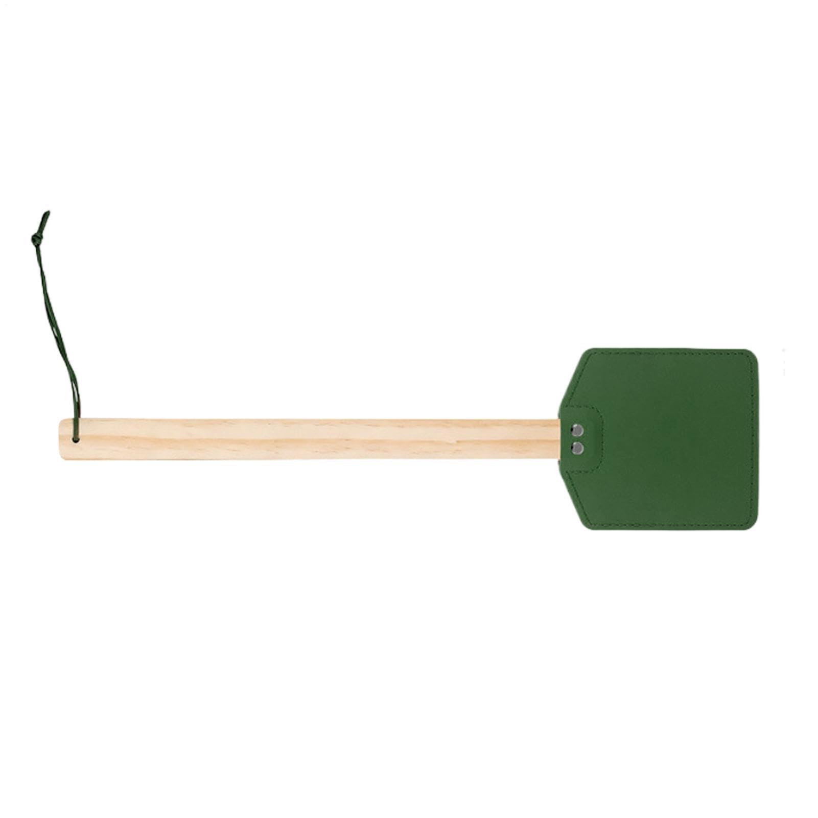 Fly Swatter Heavy Duty - 44CM Pine Handle PU Leather Double Layer Manual Tool | Handcrafted Hanging Strap Bat Outdoor Indoor Patio Garden Accessory | Reach Extension Control
