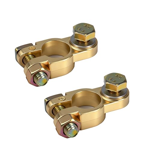 1 Paire de Bornes de Batterie +/- avec Boulons pour Voitures, Bateaux, Camping-Cars et Caravanes - Connecteurs Universels, Compatible avec Batteries 12V et 24V, pour Câbles de 35-50 mm²