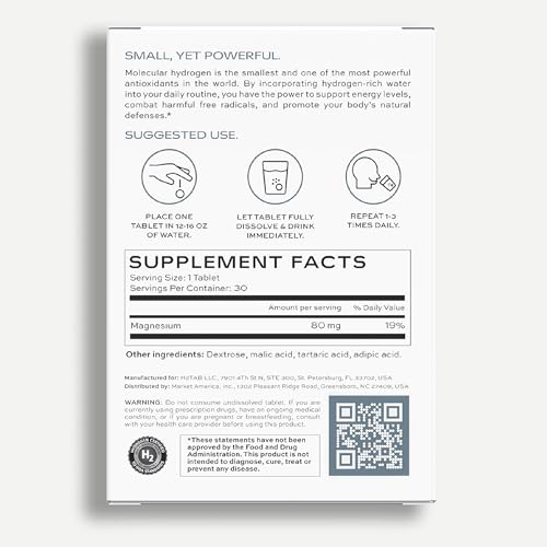Molecular H2TAB Hydrogen Tablets with Magnesium -12 PPM Hydrogen Tablets for Drinking Water -Rich in Antioxidants, Supports Cellular Health, Recovery & Cognitive Function - Image 5