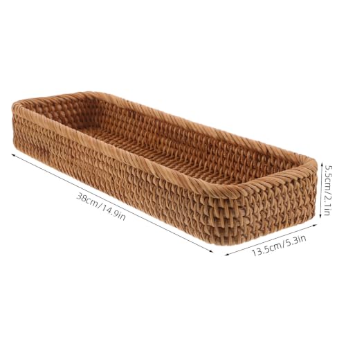 Bandeja de ratán tejida rectangular para almacenamiento de frutas secas y base de cocina 3