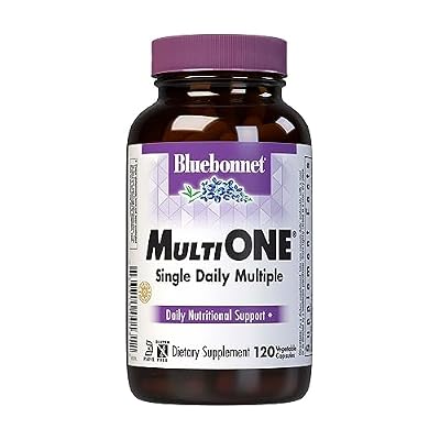 Bluebonnet Nutrition Multi One (With Iron) Vegetable Capsules, Complete Full Spectrum Multiple Vitamin Supplement, B Vitamins, Gluten & Milk free, kosher, 4 Month Supply, 120 Count