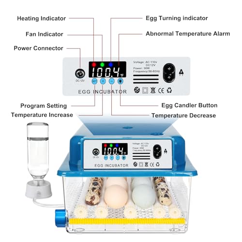 image for Vevitts 16 Eggs Incubators for Hatching Egg with Automatic Turner, Fah