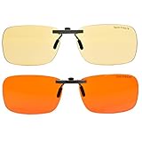 Clip-on Blue Blocking Eye Wear - Special Tinted Lenses Help You Sleep and Relax Your Eyes (Day & Night Combo Pack)