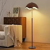 Moderne Stehlampe mit Holzmaserung – hohes Eierschalenlicht mit goldenem Eisenkörper, E27 3-farbiger Dimmer, Fußschalter – perfekt für Wohnzimmer, Schlafzimmer, Esszimmer, Büro, Villa