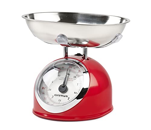G3 Ferrari G2000302 - Báscula mecánica de cocina, 5 kg, rojo