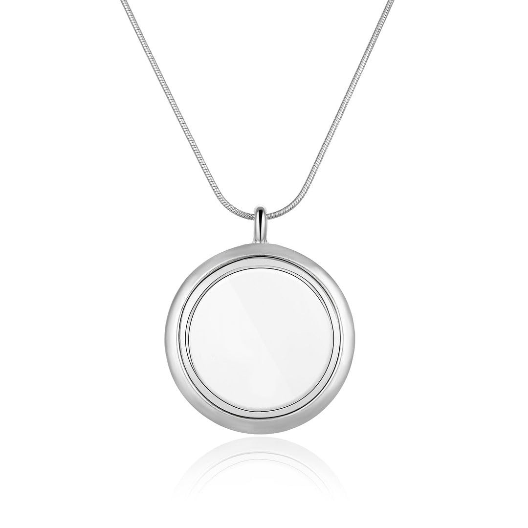1 collana con medaglione galleggiante in acciaio inox, ideale come regalo per anniversario, compleanno, mamma, Peltro