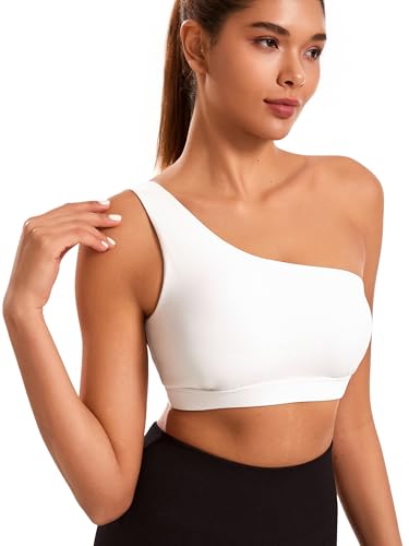 Smooth Sports Bras for Women One Shoulder Low Impact Asymmetrical Workout Tops Padded Yoga Bra3