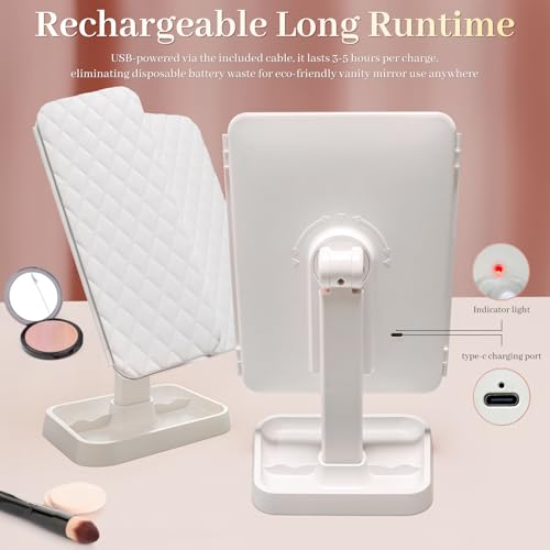 Espejo de maquillaje LED tríptico con luces y aumento 3X miniatura 5
