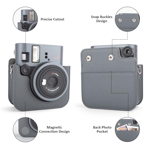 Funda para cámara Instax Mini 41 en cuero PU gris miniatura 3