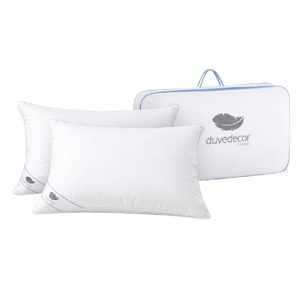 Duvedecor Almohada de Plumón Óptima 70x40 cm – 80% Plumón de Pato Europeo – Almohada con Volumen Medio y Firmeza Alta – Transpirable y Adaptable – Ideal para Dormir Boca Arriba o de Lado