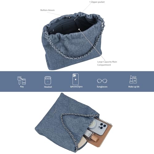 Image of LA FESTIN Split Leather Shoulder Bag for Women with Adjustable Strap, Chain Detail, Elegant Women's Crossbody Handbags