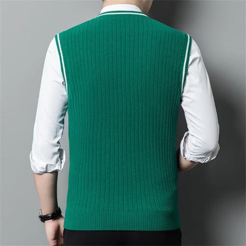 Men’S Preppy Style V-Neck Wool Blend Sweater Vest Sleeveless Basic Knit Pullover3