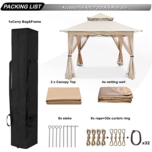 Abccanopy Pop Up Gazebo 13X13 - Outdoor Canopy Tent With Mosquito Netting For Patio Garden Backyard (Khaki) #TOP3