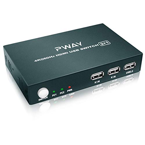 AAO HDMI KVM Switch 2 Port, Ultra HD 4K@60Hz, USB 2.0 Hub, Hotkey