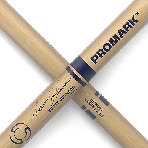 Promark Scott Johnson Light Hickory Drumsticks, Wood Tip, One Pair #TOP4