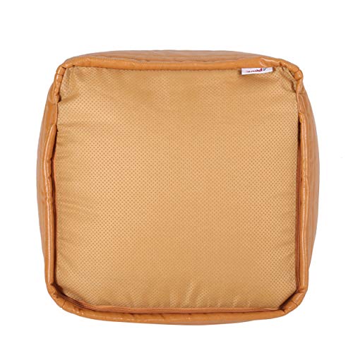 HXUHUWS Multi-Use Square Pouf for Seating or Decor, Faux Leather, Spot Clean, 16'x16'x16', White