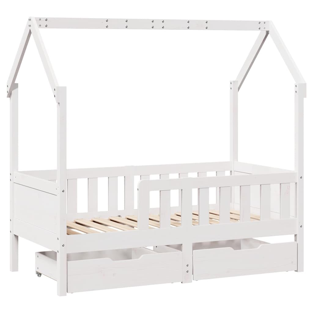 vidaXL Children's Bed Frame and Drawers 80 x 160 cm Solid Pine Wood, Children's Bed, Single Bed for Children, Children's House Bed