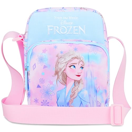 Disney Stitch Sac Bandoulière Fille et Ado Sac à Main avec Sangle Réglable Shopping Sorties et Vacances Cadeau Fille (Bleu Frozen)