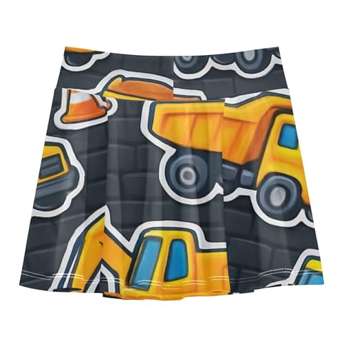 Floral Girls Skorts Athletic Shorts Toddlers Tennis Skirts Flowy Skort Cartoon Yellow Construction Vehicles 4t2