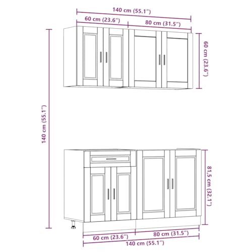 Miniatura 9 de Emmtore Mueble Cocina Kalmar Roble Sonoma 4 Pzas Madera Contrachapada