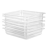 EGGKITPO Lebensmittelpfanne, halbe Größe, 6,3 cm tief, Lebensmittelbehälter für gewerbliche Geschäfte, transparent, stapelbar, Polycarbonat-Pfannen für die Lebensmittelzubereitung, BPA-frei
