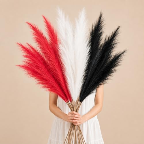 GNDR 9 PCS 45" Artificial Pampas Grass Red & White & Black by GNDR - Used condition - US$23.68