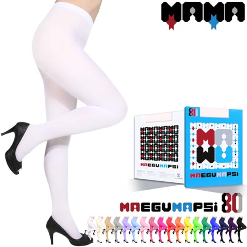 Image of Women's Opaque Tights - 80D Soft Control Top Elastic Colors Fashion High Waist Footed Pantyhose.
