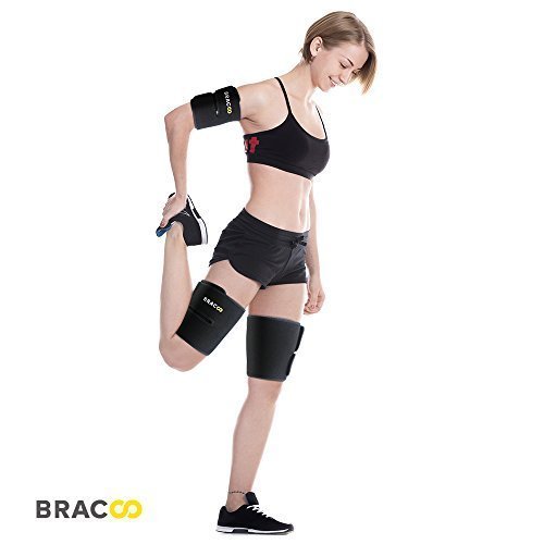 Bracoo Arm & Thigh Slimming Bands, Recude Cellulite, Body Shaper Neoprene Sauna Wrap Set -Increase Muscle Stability & Shedding Excess Water Weight, 4-Piece Set
