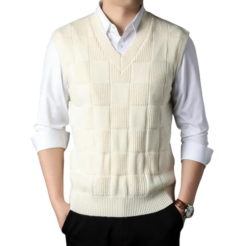 Gilet en laine pour homme sans manches à motif jacquard pour l'hiver