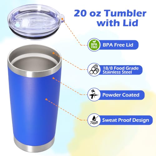 Image of 20oz Tumbler Insulated Tumblers Vacuum Coffee Mug with Lid Dark Blue 1Pack