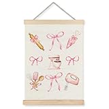 JINYO Coquette Pink Bow Kitchen Wall Art Poster, Bakery Decor, Baking Gifts for Women, Pink Baking Wall Art for Kitchen Bakery Decor, 12x16 Inches