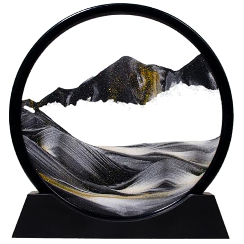 Tel Charme - Cuadro de arena en movimiento 3D - Pintura decorativa cristal redondo - Juguete de escritorio para hogar (7 pulgadas)