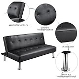 Yaheetech Couch Schlafsofa Klappbett Bettsofa Klappsofa Gästebett Rückenlehne neigbar 105°/140°/180°, 166,5 x 94 x 40 cm, 350 KG belastbar, schwarz