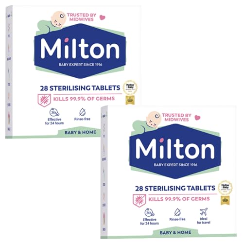 Milton Sterilising Tablets 2 Pack (56 Tablets Total) | Cold Water Baby Bottle Steriliser | Kills 99.9% of Germs | Fast & Easy | Travel-Friendly | Trusted UK Brand