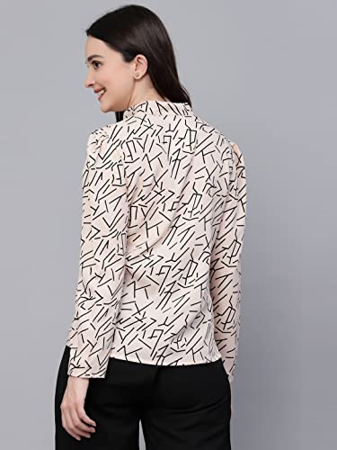 Image of Style Quotient Women Smart Printed top with Neck Tie-up Full Sleeve Shirt