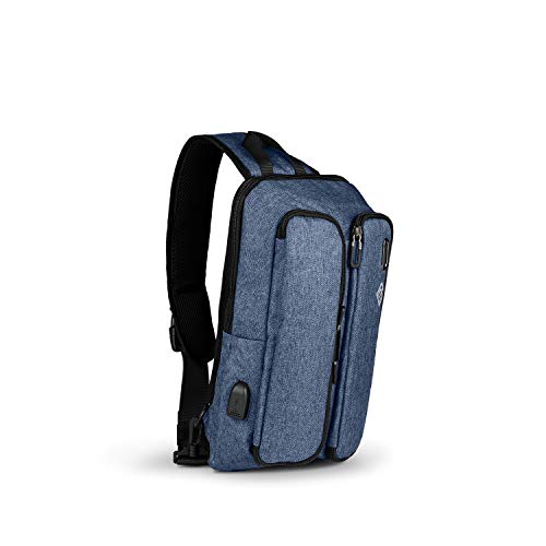 Preisvergleich Produktbild Boostbag Sling - Boostboxx Slingbag Multifunktions Umhängetasche, Schultertasche für 10,1" Tablet und Handy, idealer Daypack Crossbag, Brusttasche mit Fach für Powerbank, blau