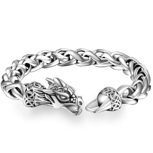 LCTrusttmor Gahna Viking Dragon uXbg jp 316L XeXX`[ L[oN`F[ 10mm 8C` Be[WVo[/ubN/X`[/S[h pN kWG[ ނvւ̃Mt