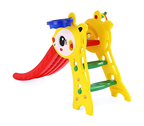 Image of FLIPZON 3-in-1 Rabbit Foldable Slider with Basketball Hoop and Ring Hoopla /for Boys and Girls /Toys for Home /Indoor or Outdoor /Age Group:1-3 Years (Plastic) (Multicolor)