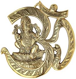 Om Ganpati 12 Inches Metal Wall Door Hanging with Antique Finish Art Sculpture Home Decor Home Thanksgiving Decoration/Gift for Home/Interior Handcrafted/Wall Diwali Decoration new year Gift