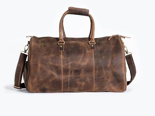 NERA Leather Duffel Bag for Men & Women Travel, Weekend, Overnight, Gym Bag (Side Shoes Compartment)2