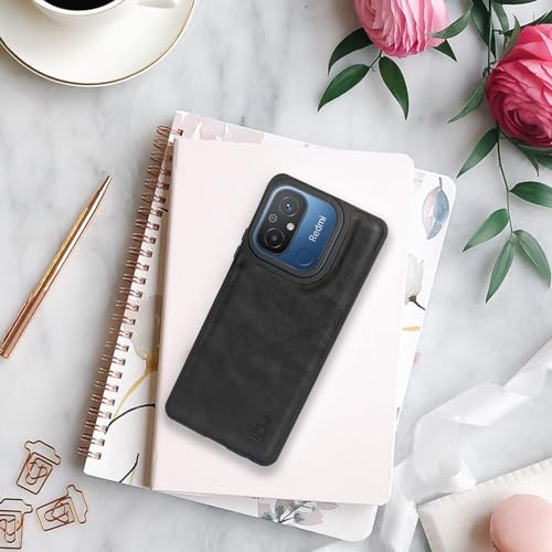 Image of AIBEX Shield Back Cover Case Compatible with Xiaomi Redmi 12C / Poco C55 Back Cover | Flexible Vegan Leather | Full Camera Protection | Raised Edges | Super Soft-Touch | Bumper Case