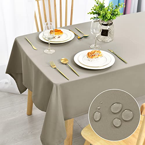 DWCN Nappe Taupe - 140 x 240 cm - Protection contre les taches - Lavable - Imperméable - Pour salle à manger, jardin, fête, mariage ou maison