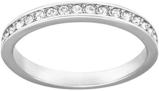 Anillo blanco chapado en rodio Crystal Authentic, talla 8 - Colección de joyas de fantasía hipoalergénicas para mujer