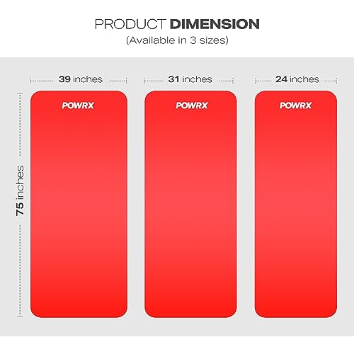 POWRX 1/2" Thick Yoga Mat - Set of 3 Exercise Mats in 3 Width Options with Carry Strap and Bag - Non-Slip Workout Mats for Men and Women - Home Fitness, Pilates, Gymnastics, Gym Equipment by POWRX - Used condition - Image 2