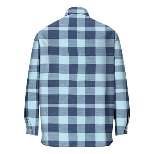 Cambkatl Men's 2025 Fall Long Sleeve Gingham Shirts - Loose Lapel Collar Business Casual Button Down Plaid Shirts3