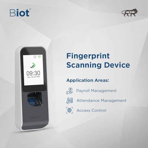 Image of 'Made in India' Cloud Based Biometric Attendance & Access Control Machine - Biot - with WiFi, Bluetooth, Integrated Payroll, Sync via Mobile App, Plug & Play Installation for Small Businesses