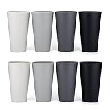 KX-WARE 32-ounce Plastic Tumblers Large Drinking Glasses, set of 8 Grey Stone