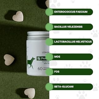 ProbioticPet Cane 30 Compresse per Prurito, Dermatite, Digestione | Probiotici per Cani FOS e MOS | Integratori per cani | Supporto per Diarrea Cane e Gatto | Made in Italy Longevity Pet