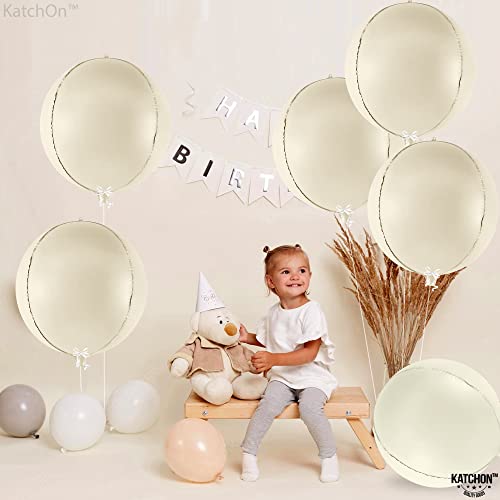 Image of KatchOn, Huge White Sand Balloons Set- 22 Inch, Pack of 6 | Mylar Beige Balloon | White Sand Foil Balloons, Mylar Balloon for Graduation Decorations
