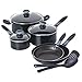 Mirro A797SA Get A Grip Aluminum Nonstick Cookware Set, 10-Piece, Black